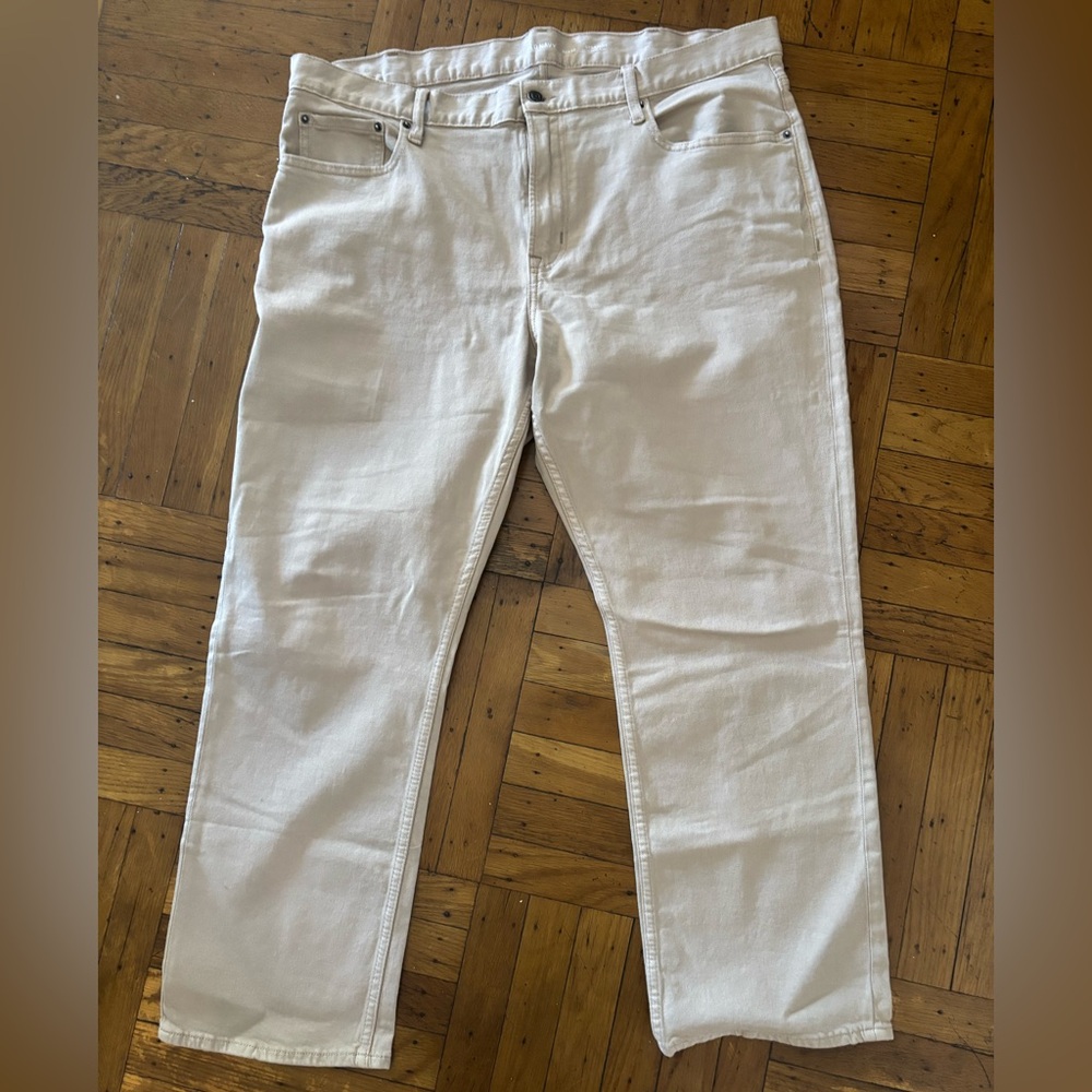Old Navy Men's Cream Straight Jeans